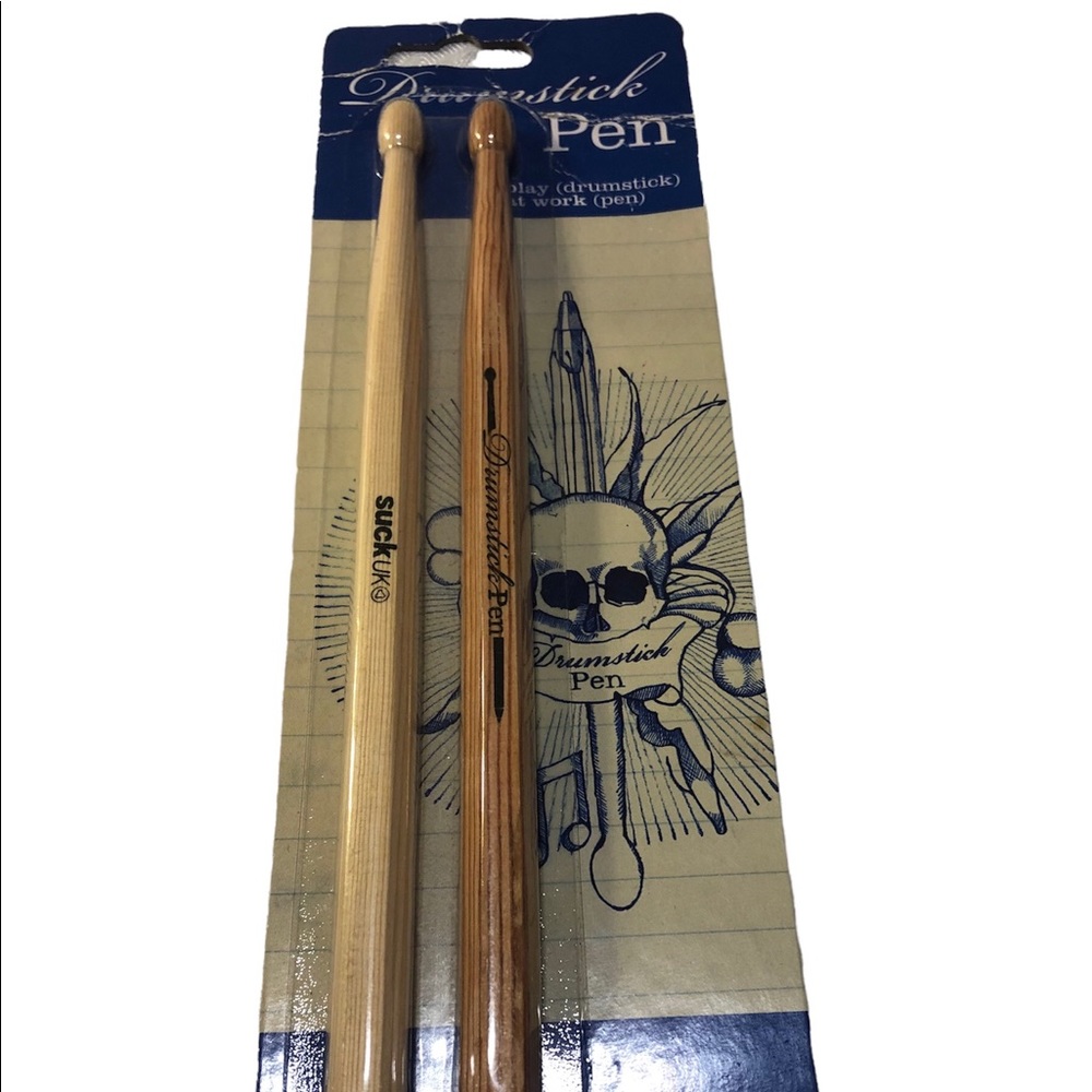 SuckUK wooden drumstick pens blue